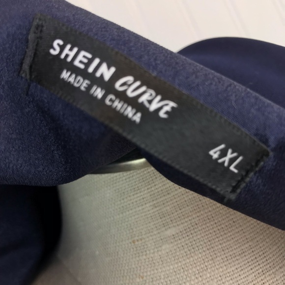 Shein Curve Plus Size 4X Dark Navy Crepe Sheath Dress, V-Neck & Short Sleeves - Picture 10 of 11